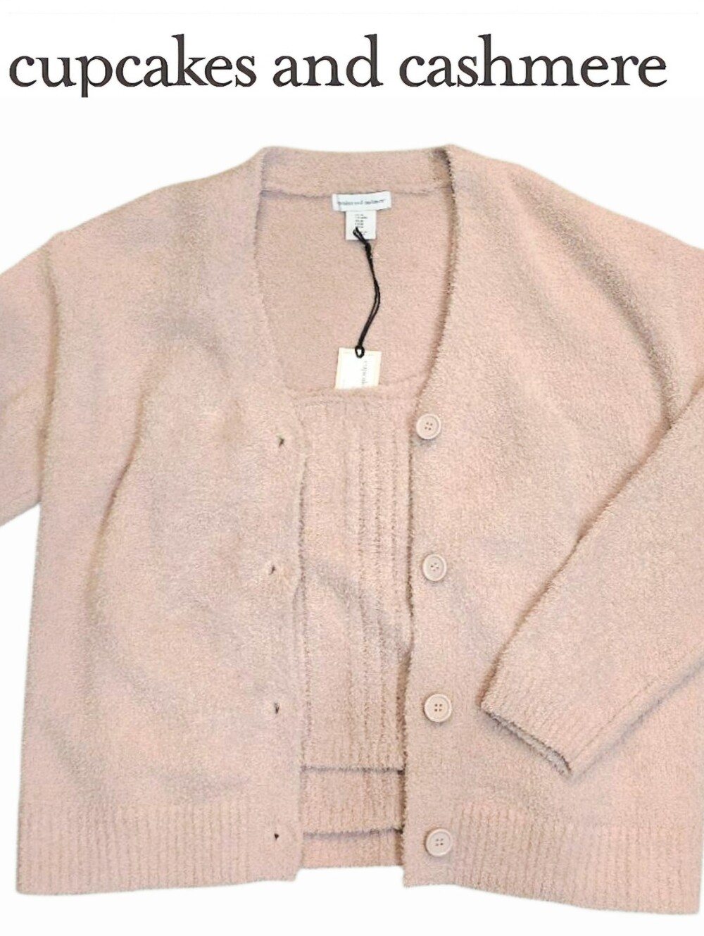 Cupcakes & Cashmere Knit Button-Front Cardigan & Cami Set